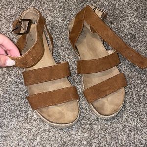 Brown espadrille sandals with ankle strap